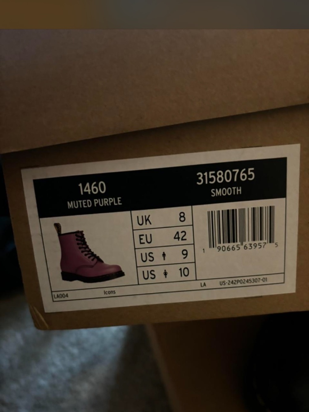 Dr. Martens Pink Leather 8-Eye Combat Boots - Picture 2 of 3